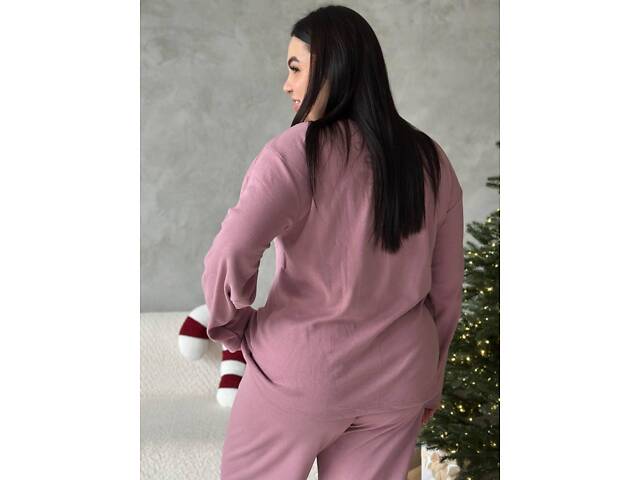 Жіноча піжама рожевого кольору з хмаринками DO3922 4XL - Фото 2