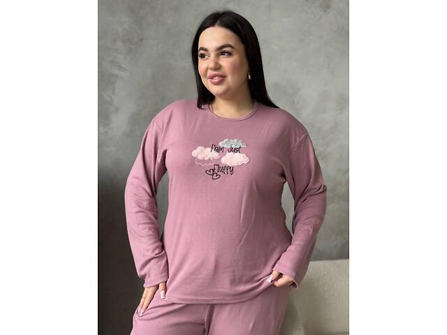 Жіноча піжама рожевого кольору з хмаринками DO3922 4XL - Фото 4