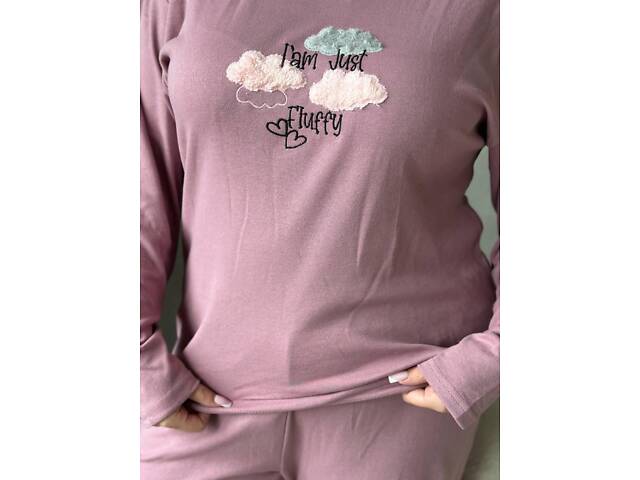 Жіноча піжама рожевого кольору з хмаринками DO3922 4XL - Фото 5