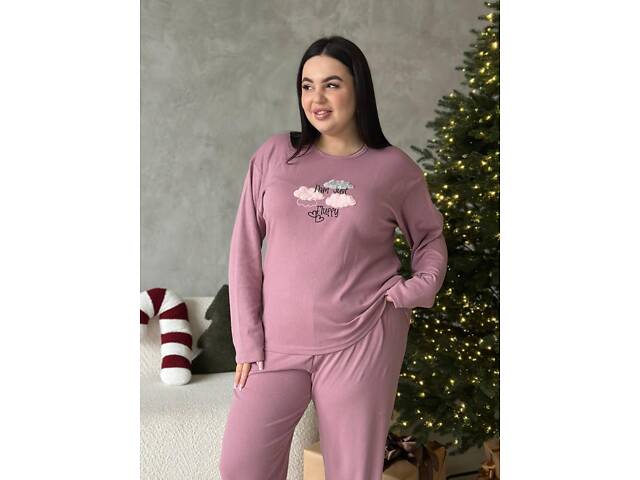Жіноча піжама рожевого кольору з хмаринками DO3922 4XL - Фото 6