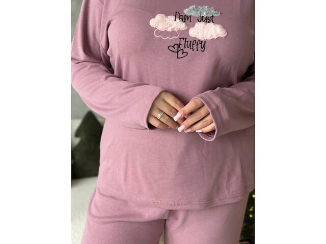 Жіноча піжама рожевого кольору з хмаринками DO3922 4XL - Фото 8