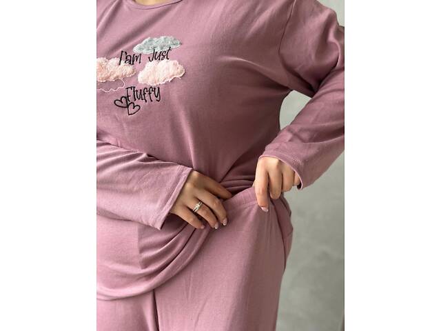 Жіноча піжама рожевого кольору з хмаринками DO3922 4XL - Фото 10