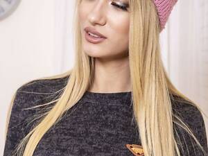 Женская шапка, пудрового цвета, из шерсти, 167R002