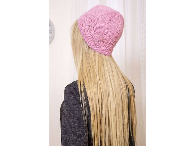 Женская шапка, пудрового цвета, из шерсти, 167R002 - Фото 2