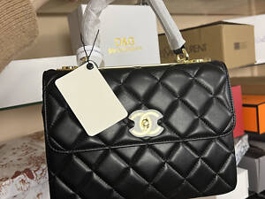 Женская сумка Chanel Black молодежная сумка через плечо из мягкой кожи изящная брендовая сумочка