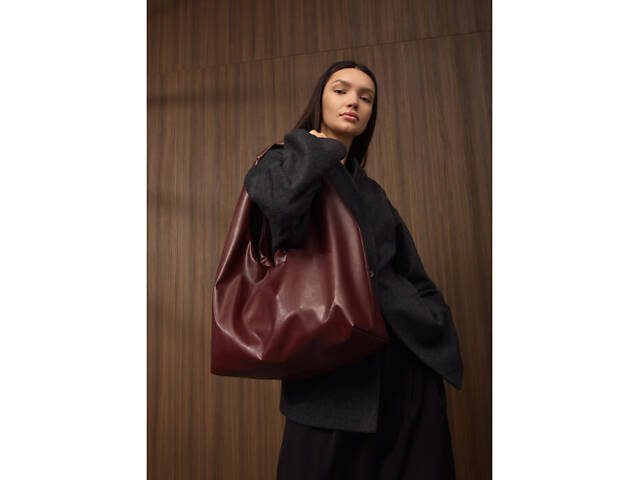 Жіноча сумка Sambag HOBO L бургунді - Фото 4