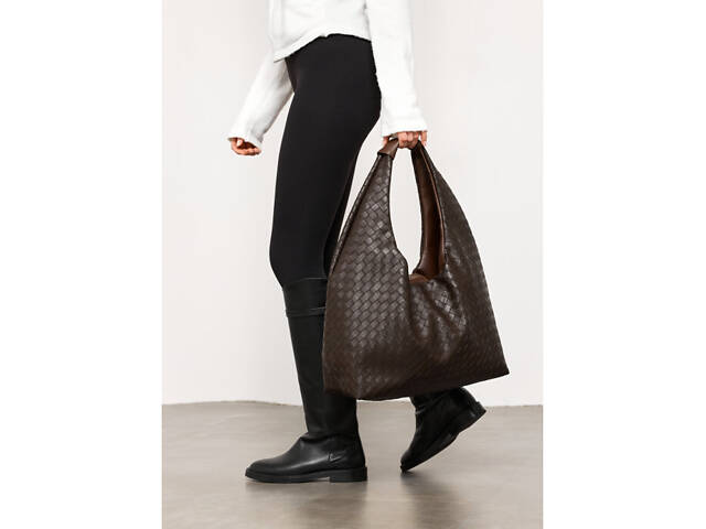 Жіноча сумка Sambag HOBO WEAVE коричнева - Фото 4