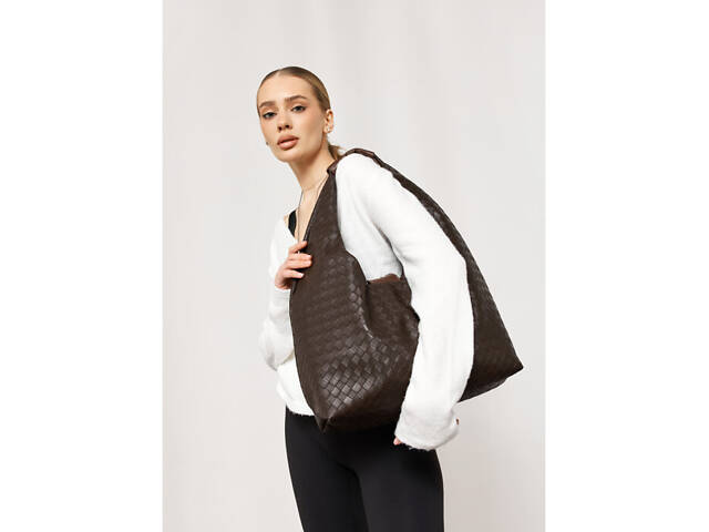 Жіноча сумка Sambag HOBO WEAVE коричнева - Фото 6