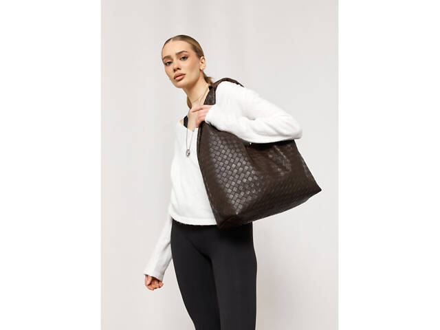 Жіноча сумка Sambag HOBO WEAVE коричнева - Фото 8