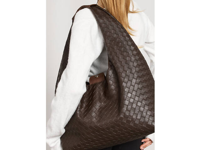 Жіноча сумка Sambag HOBO WEAVE коричнева - Фото 9