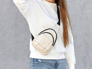 Жіноча сумка слинг через плече Sambag Brooklyn молочна (83111011)