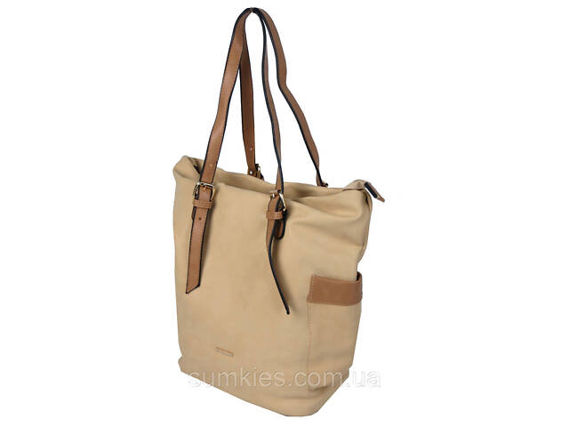 Жіноча сумка з екошкіри Giaguaro бежева - Фото 2