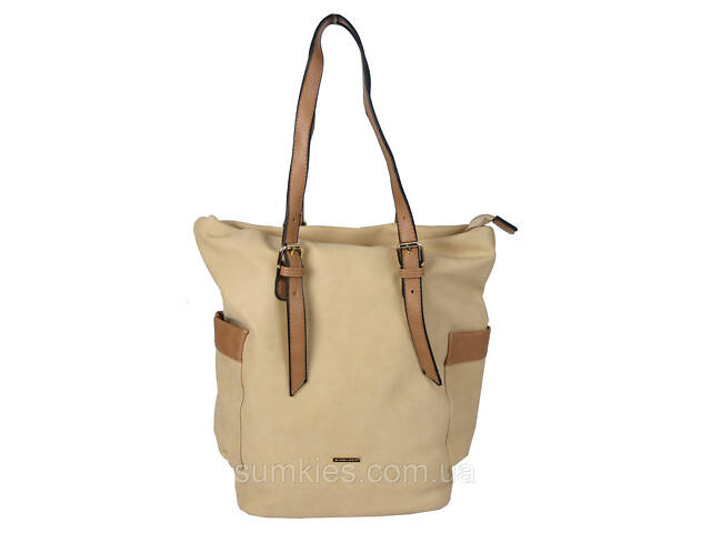 Жіноча сумка з екошкіри Giaguaro бежева - Фото 3