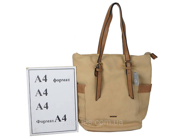 Жіноча сумка з екошкіри Giaguaro бежева - Фото 9