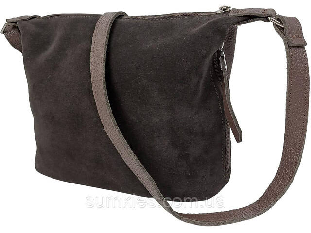 Жіноча сумка з натуральної шкіри та замші Borsacomoda темно-коричнева - Фото 3