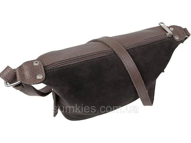 Жіноча сумка з натуральної шкіри та замші Borsacomoda темно-коричнева - Фото 6