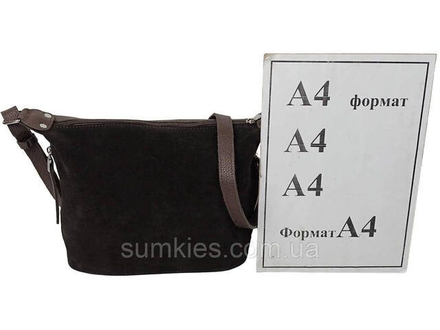 Жіноча сумка з натуральної шкіри та замші Borsacomoda темно-коричнева - Фото 10