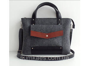 Женская сумка из войлока и кожи