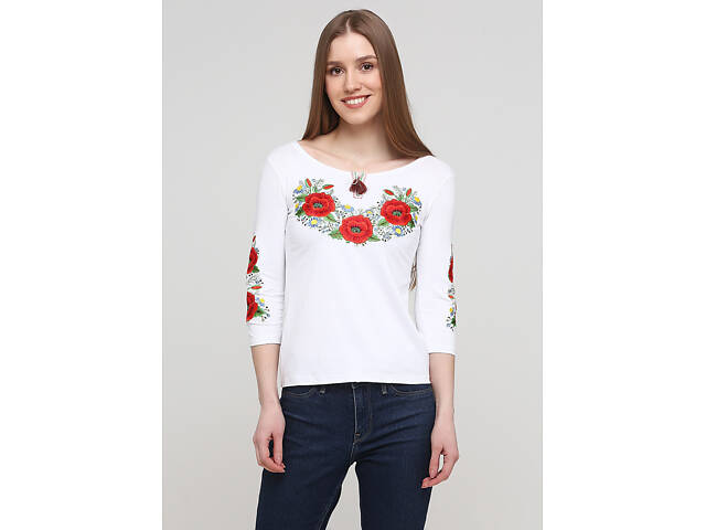 Жіноча вишита футболка Маков Цвет B-14 Білий XL (1527951883) - Фото 1