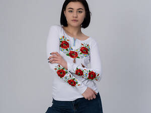 Женская вышитая футболка MELANIKA Маковый цвет A-17 Белый 2XL (1527320904)