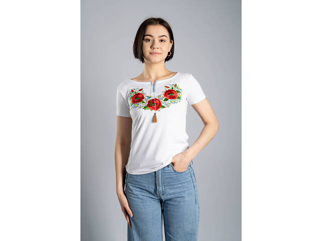 Женская вышиванка MELANIKA Маковый цвет G-77 Белый 3XL (1528597188) - Фото 1