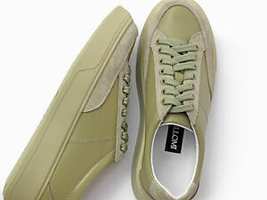 Женские кроссовки кеды оливка кожа натуральная 37