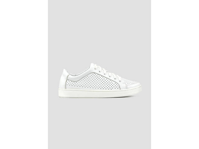 Женскиекроссовки кеды летние кожаные перфорация белые 37 - Фото 1