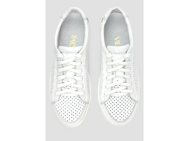 Женскиекроссовки кеды летние кожаные перфорация белые 37 - Фото 3