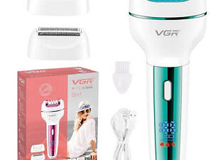 Женский беспроводной эпилятор 3в1 VGR V-732 для ног и зоны бикини с подсветкой и дисплеем. Цвет: зеленый
