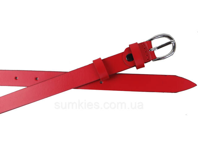 Жіночий шкіряний ремінь Skipper 1627-20 червоний 2 см - Фото 2