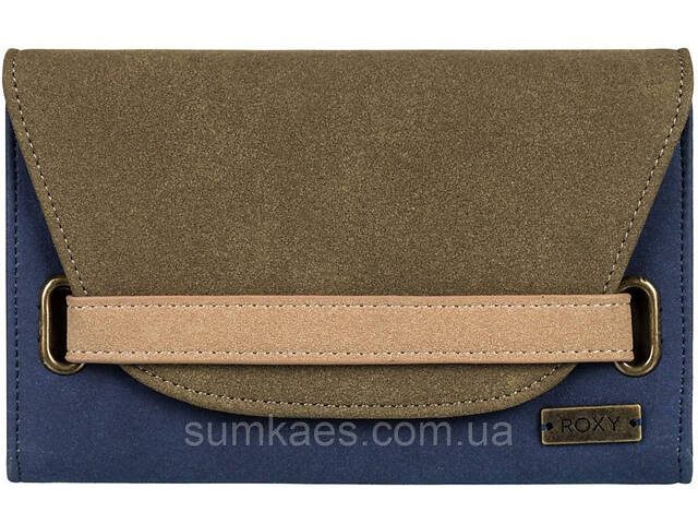 Женский кошелек из эко кожи Roxy Chai Latte Burnt синий с оливковым - Фото 1