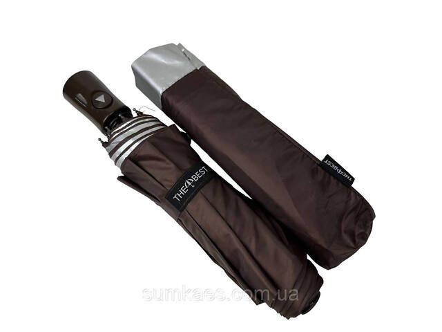 Жіноча однотонна парасоля напівавтомат від TNEBEST зі сріблястим покриттям зсередини, коричневий, 0614-3 - Фото 2