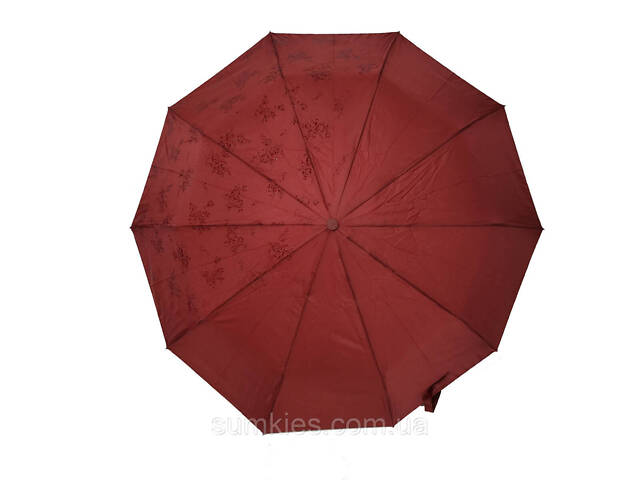 Жіноча парасоля напівавтомат на 10 спиць Bellisimo 'Flower land', проявлення, бордовий колір, 0461-3 - Фото 3
