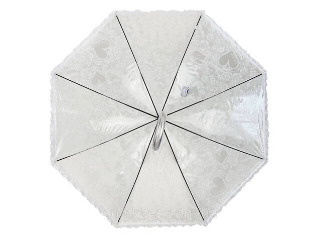 Жіночий парасолька-тростина напівавтомат білий з ажурним принтом від SL, SL018101-1 - Фото 3