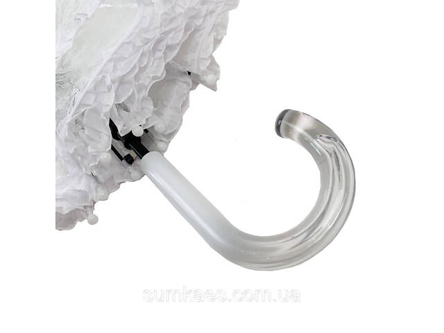 Жіночий парасолька-тростина напівавтомат білий з ажурним принтом від SL, SL018101-1 - Фото 5