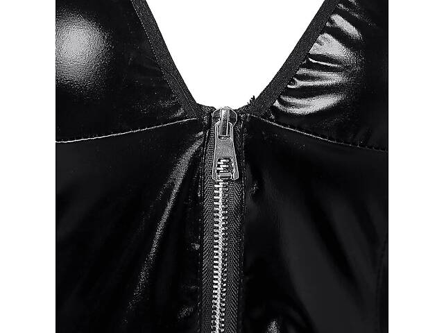 Жіноче боді під латекс з підв'язками для чулок M We Love Чорний - Фото 4