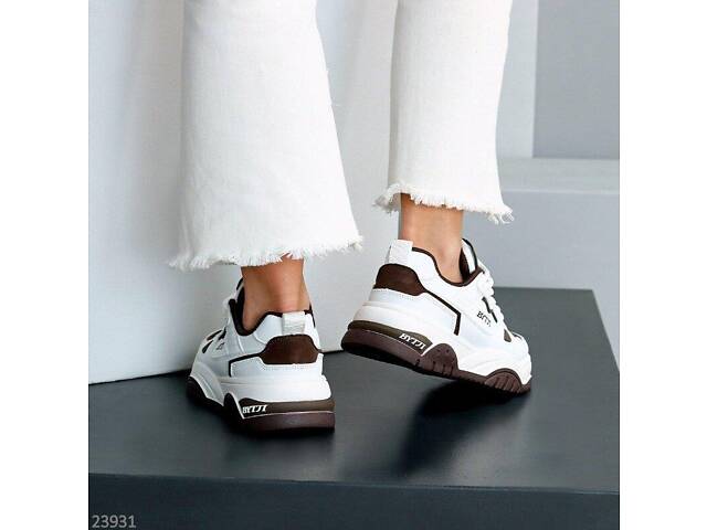 Женские белые кроссовки Nora эко-кожа, белый + шоколад 37,40р код 23931 - Фото 10