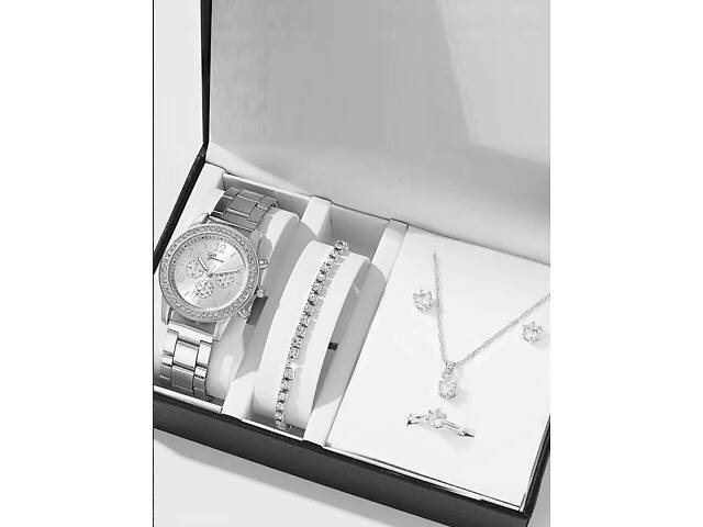 Жіночий годинник Geneva з металевим браслетом + набір біжутерії. - Фото 4