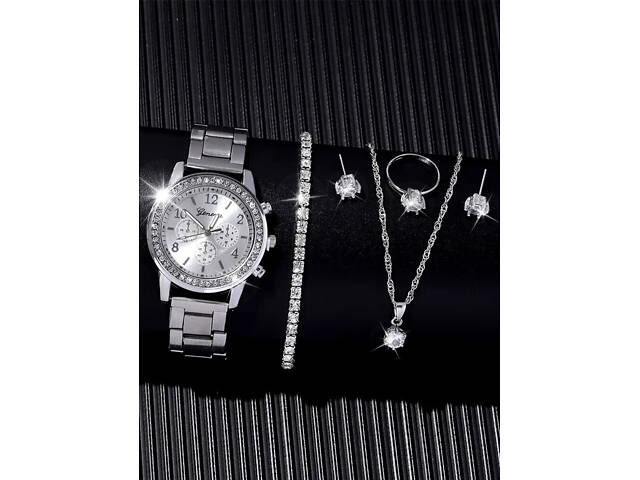 Жіночий годинник Geneva з металевим браслетом + набір біжутерії. - Фото 1