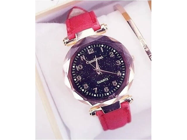 Жіночий годинник Geneva з ремінцем з екошкіри Червоний - Фото 4