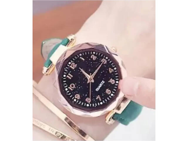 Жіночий годинник Geneva з ремінцем з екошкіри Зелений - Фото 1