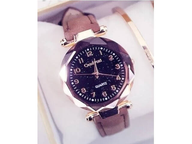 Жіночий годинник Geneva з ремінцем з екошкіри Коричневий - Фото 1