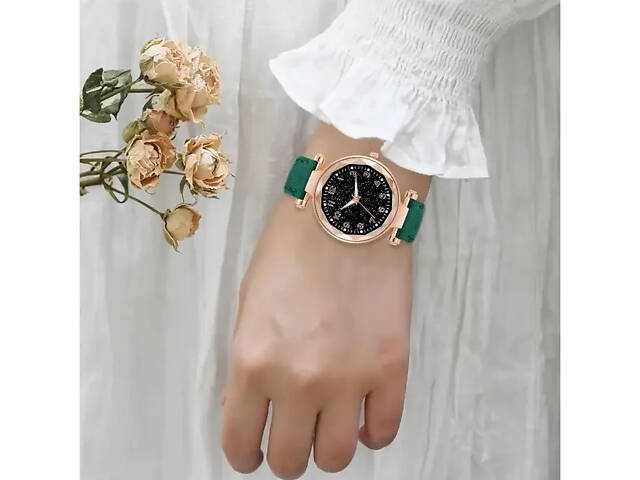 Жіночий годинник Geneva з ремінцем з екошкіри Зелений - Фото 3