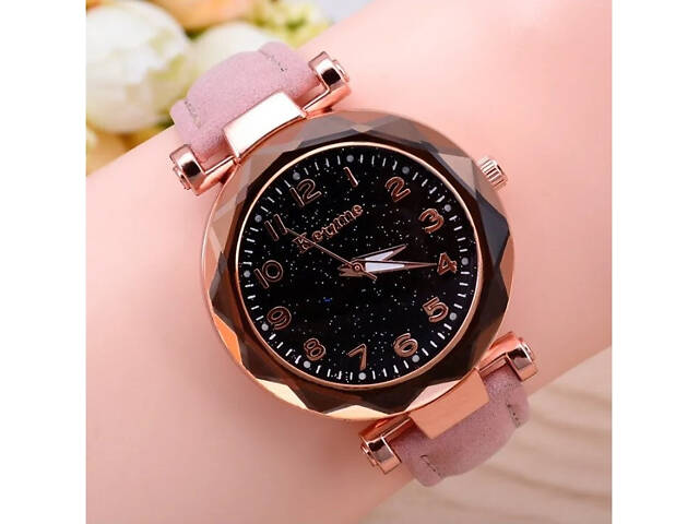 Жіночий годинник Geneva з ремінцем з екошкіри Рожевий - Фото 1