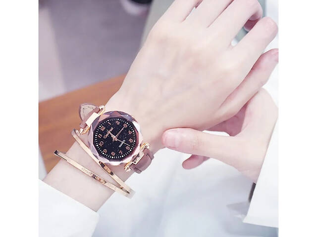 Жіночий годинник Geneva з ремінцем з екошкіри Рожевий - Фото 2