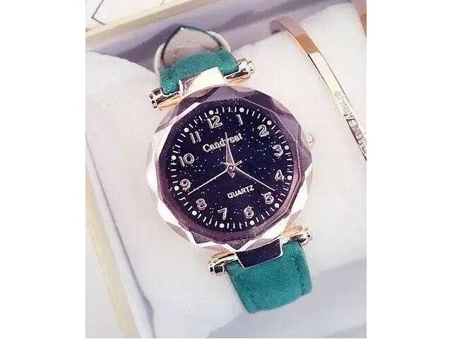 Жіночий годинник Geneva з ремінцем з екошкіри Зелений - Фото 4