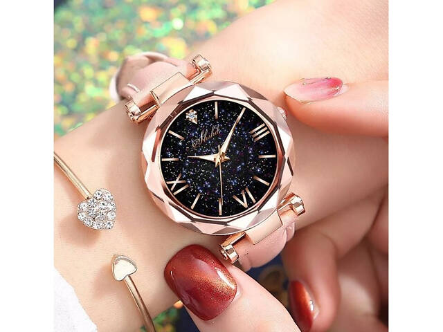 Жіночий годинник Geneva з ремінцем з екошкіри Рожевий - Фото 5