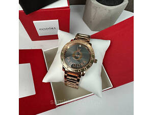 Жіночий наручний годинник металевий стиль Пандора у фірмовій подарунковій коробочці Pandora Рожеве золото