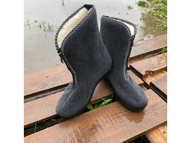 Жіночі чоботи 40р 25,5см хутряні високі утеплені, Бурки повстяні жіночі, Суконні зимові бурки - Фото 26
