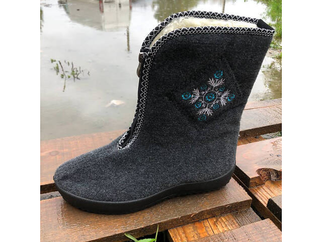 Жіночі чоботи 40р 25,5см хутряні високі утеплені, Бурки повстяні жіночі, Суконні зимові бурки - Фото 2